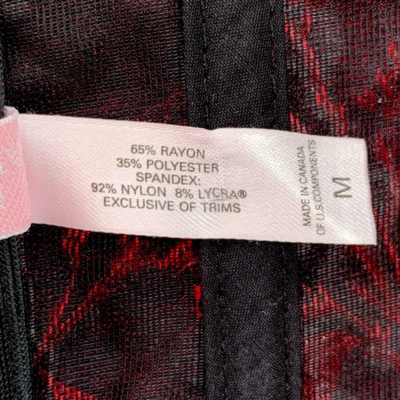 Victoria’s Secret Red and Black Floral Corset Bustier and Garter ~ Size Medium - Picture 8 of 9